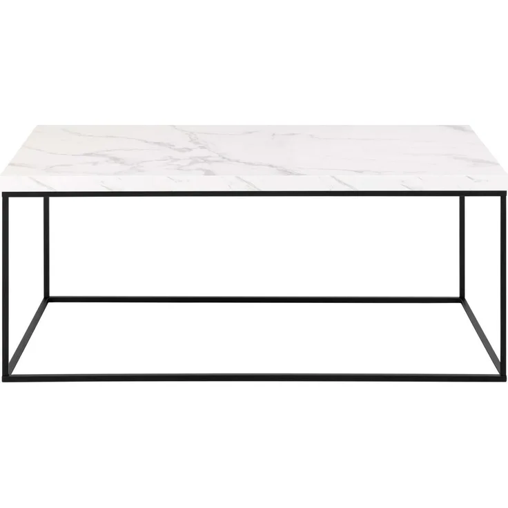 ACTONA GROUP Couchtisch Barossa Wohnzimmertisch, Sofatisch, Kaffeetisch, rechteckig, Steinoptik, schwarze Stahlbeine, Breite 110 cm