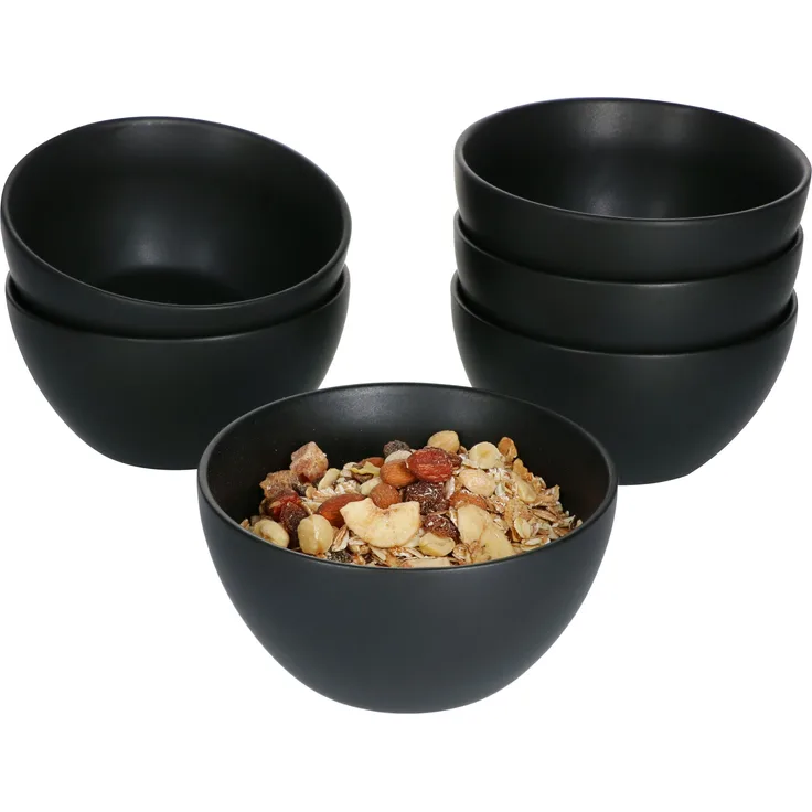 Mambocat Leopard Lampart Nero 6-tlg. Müslischalen Set Schwarz 450ml Steingut Salatschälchen Schüssel