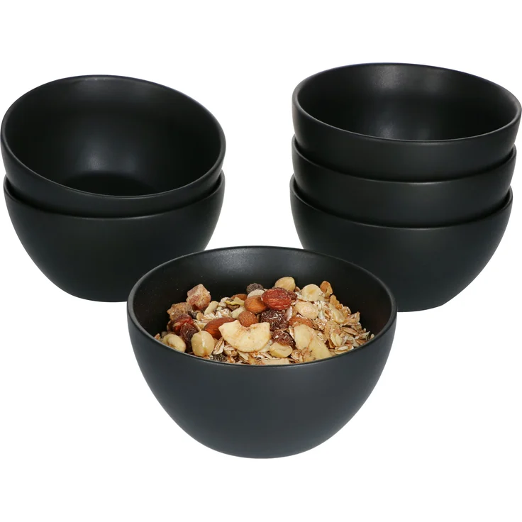 Mambocat Leopard Lampart Nero 6-tlg. Müslischalen Set Schwarz 450ml Steingut Salatschälchen Schüssel – Bild 1