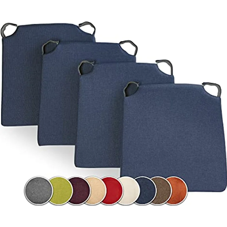 sunnypillow Stuhlkissen 4er Set Kissen Maße: 42 (vorne), 35 (hinten) x 40 x 5 cm – Bild 2