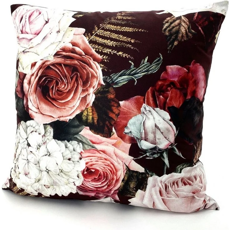 Weckbrodt Dekokissen Rosen, Samt-Optik, Velour, bedruckt, Blumen, Kissenhülle ohne Füllung – Bild 4