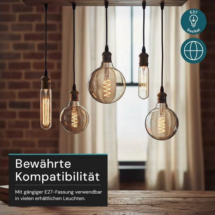 LUXULA LED-Leuchtmittel LUXULA E27 Leuchtmittel 4W 1800K Warmweiß LED Lampe Dimmbar, E27, Warmweiß, LED Filament für klassisches Retro Design, dimmbar – Bild 4