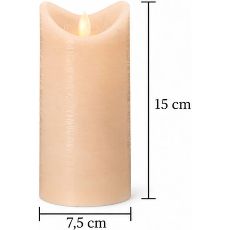 dasmöbelwerk LED-Kerze LED-Kerze Ø7,5x15 cm Echtwachs Stumpenkerze Rustikal Timer Beige, Leuchtmittel nicht enthalten – Bild 3