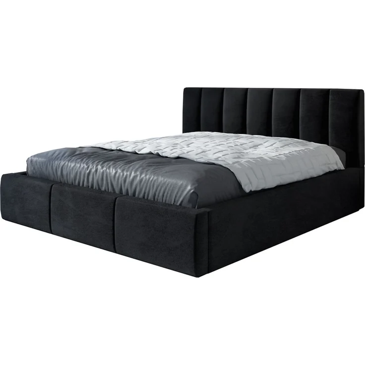 Polsterbett IGI 90x200 mit Matratze, Bettkasten und Lattenrost. Farbe: Schwarz 20 – Bild 1
