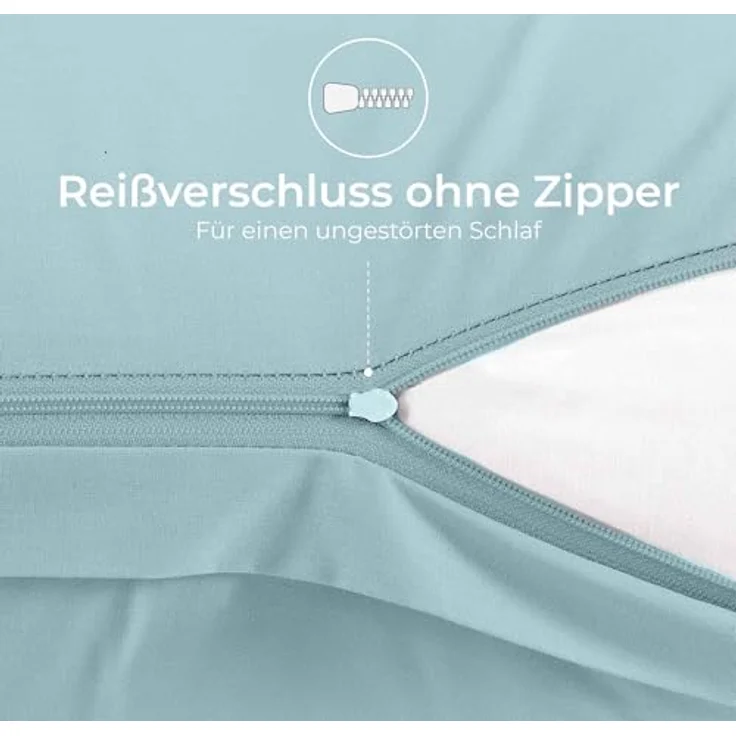 Dreamzie Kissenbezug 50x70 Renforcé Baumwolle (2er-Set) - Hellblau - Dicht gewebt mit 57 Fäden/cm² - Kissenbezug 70x50 cm - Oeko Tex Zertifiziert – Bild 5