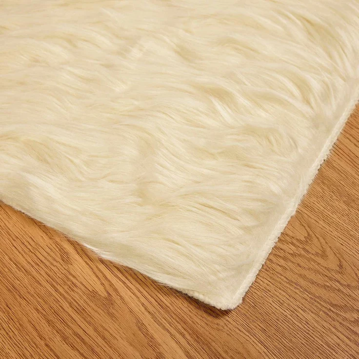 vidaXL Teppich aus Kunstschaffell TAFALLA Creme 60 x 110 cm Polyester 42021499 – Bild 7