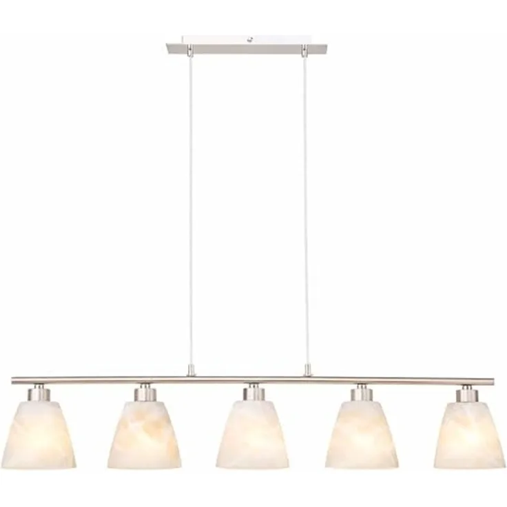 Hängeleuchte, Glas weiß, Alabaster Optik, nickel, L 93 cm