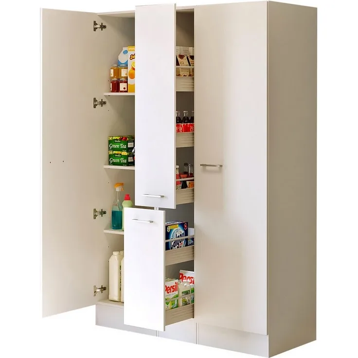 Flex-Well Mehrzweckschrank-Set LUCCA, 3-teilig, Hauswirtschaftsraum oder Küche.., Breite 130 cm, (Komplett-Set, 3-St, bestehend aus: 2 Vorratsschränken und 1 Auszugsschrank), Kombination aus 2 Vorratsschränken und 1 Auszugsschrank