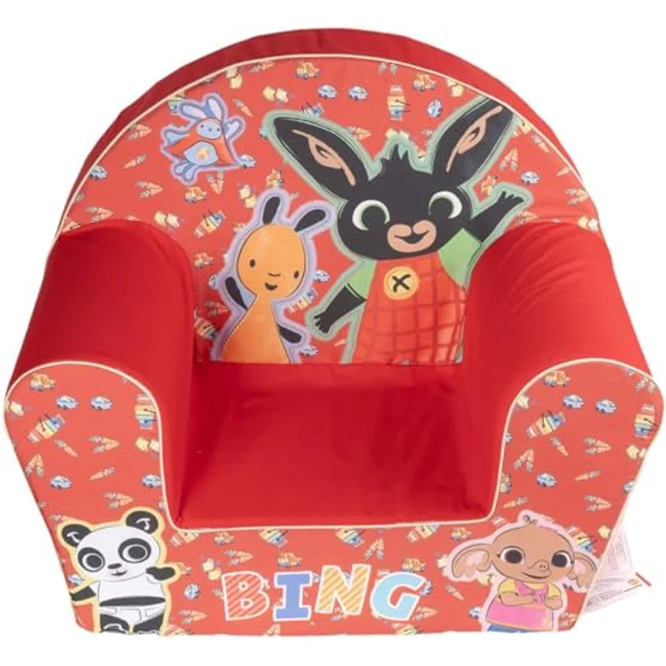 Bing Kindersessel – bequem und sicher, lustiges Design mit Bing und Flop – perfekt für Kinderzimmer und Spiel-Ecken (rot) – Bild 3