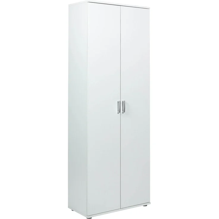 Inter Link Haushaltsschrank - Mehrzweckschrank 70 cm Breit - Schrank mit 2 Türen, 5 Fächern, Verstellbaren Einlegeböden - Besenschrank, Putzschrank, Allzweckschrank - 70 x 34 x 189 cm - Weiss – Bild 1