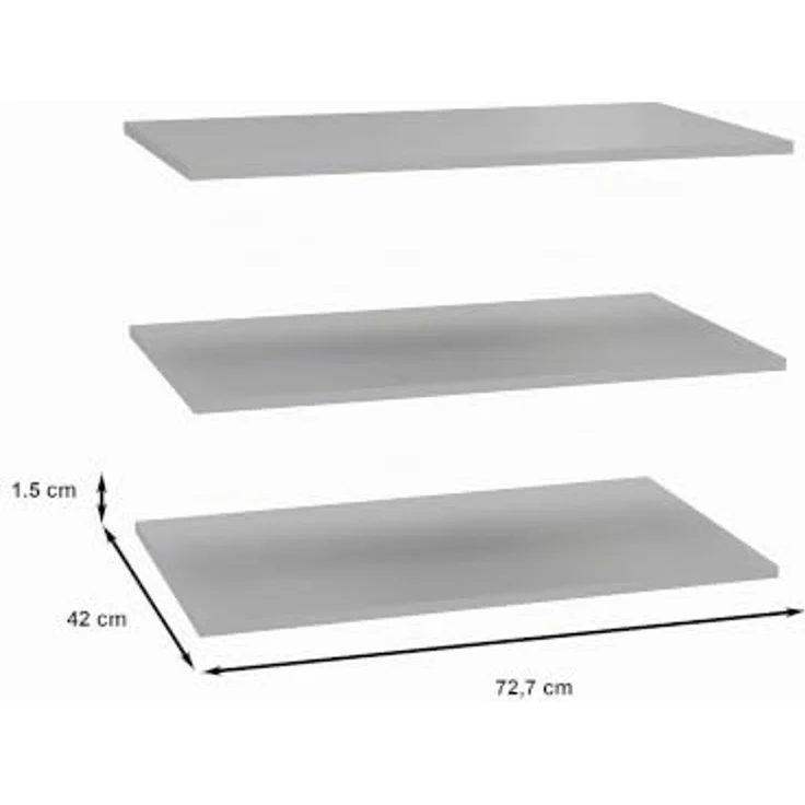 FORTE Extras Robes/Kds Einlegeböden, Holzwerkstoff, Grau, 72,7 x 42 x 1,5 cm – Bild 2