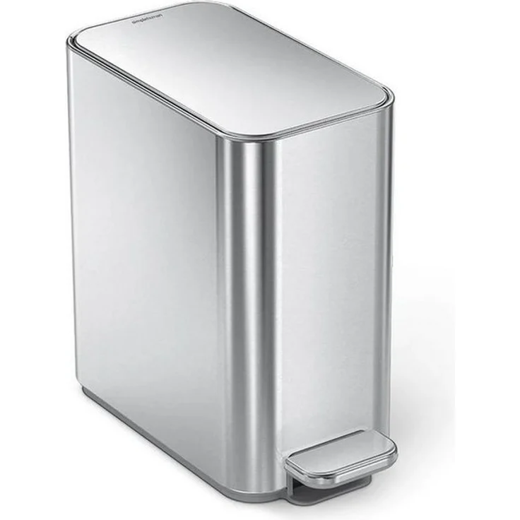 simplehuman Mülleimer Schmaler Treteimer 5 l Gebürsteter Edelstahl – Bild 5