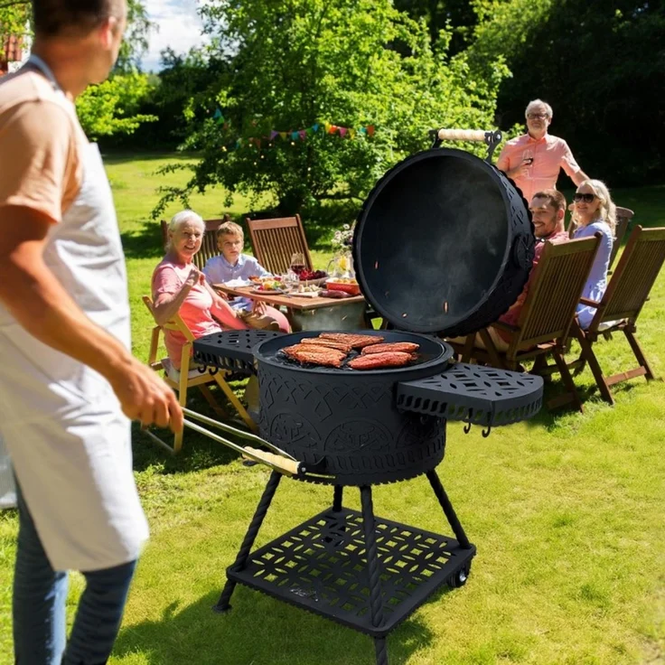 Holzkohlegrill Drakkar mit Gussrost Ø 54,5 cm – Robuster Rundgrill im Wiking-Stil – Bild 5