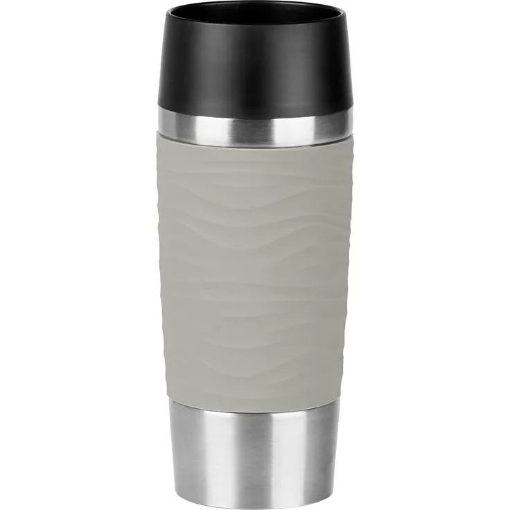 EMSA 'Travel Mug Waves' Isolierbecher, Edelstahl, pudergrau, 360 ml