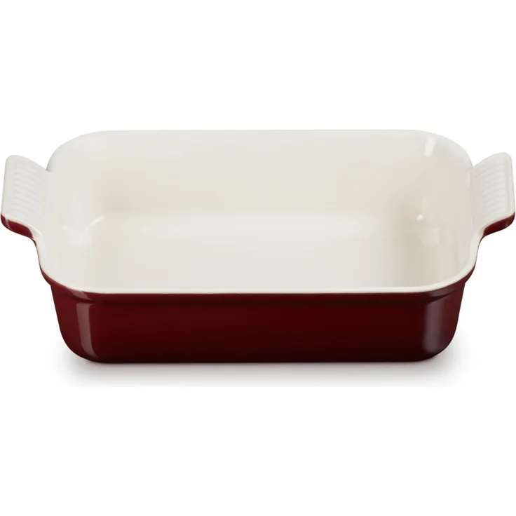 Le Creuset Rechteckige Auflaufform Tradition aus Steinzeug, 26 cm, 2.4 Liter, Garnet, 71102269490001