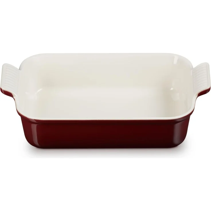Le Creuset Rechteckige Auflaufform Tradition aus Steinzeug, 26 cm, 2.4 Liter, Garnet, 71102269490001