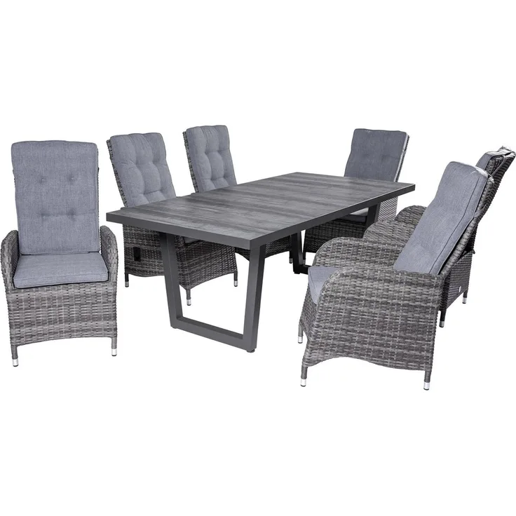 LC Garden Garten-Essgruppe LC Garden »Bailado« Gartenset 200cm Esstisch + 6 Gartenstühle grau