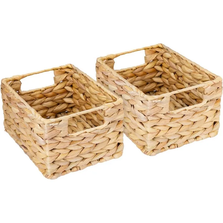 HMF Aufbewahrungskorb Korb geflochten aus Wasserhyazinthe Seegras (2 St), handgefertigter Flechtkorb 22 x 17 x 12 cm