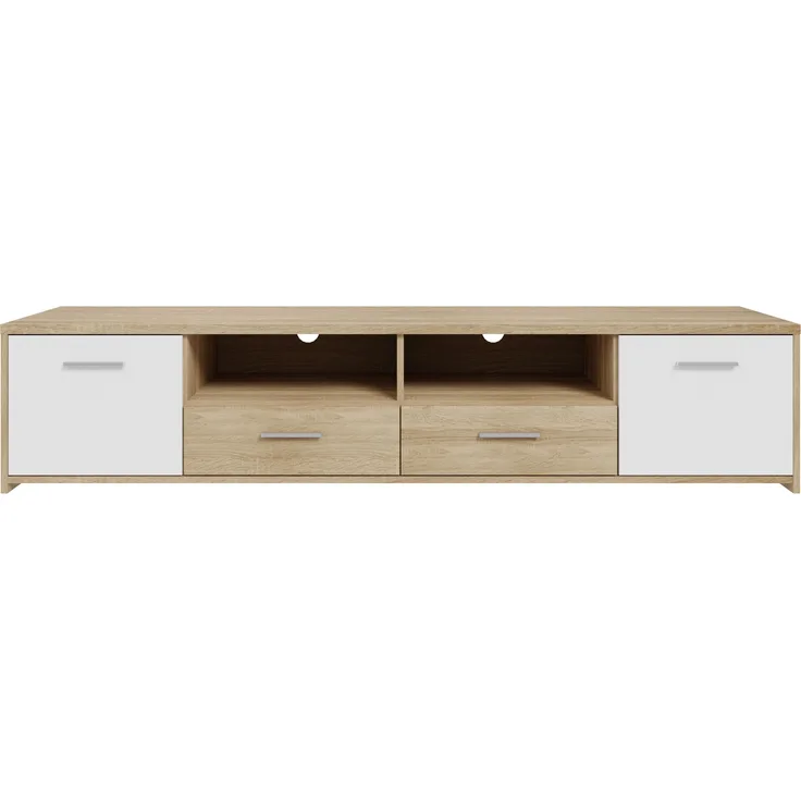 FORTE Quadro TV-Unterschrank, Holzwerkstoff, Beige/Weiß, 181,7 x 39 x 52,7 cm