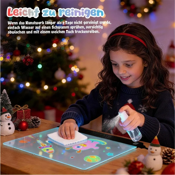 ANYSUN Memoboard Led Zeichenbrett,35x26 cm großer Leuchtendes Acryl Led Maltafel Kinder, (1-tlg, LED Notiztafel Nachtlicht mit 4-Farben-Lichtmodi), kreatives Geschenk Geburtstagsgeschenke Geschenke Mädchen Jungen – Bild 3