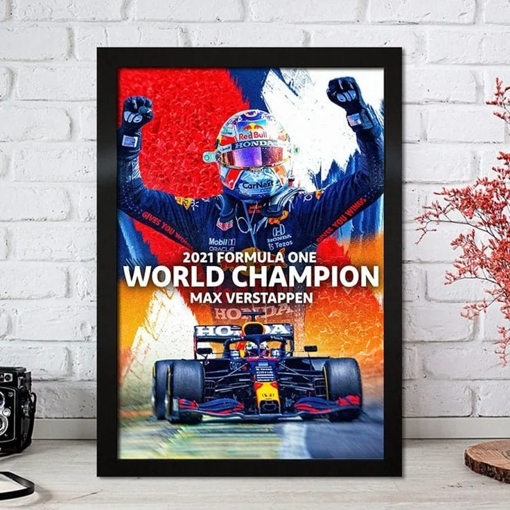 Poster Formel 1 Max Verstappen Rennfahrer Helm Rennwagen Red Bull · Deko Print ohne Rahmen - G / 40x50 cm