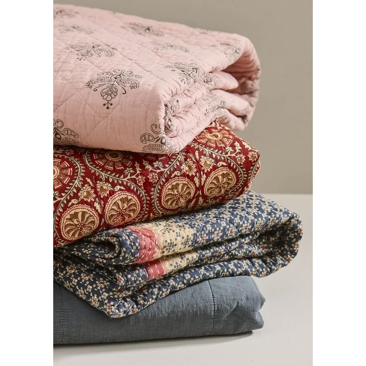 Ib Laursen - Decke Quilt Tagesdecke Überwurf 180x130cm Blau Rosa Muster 07922-39 – Bild 3