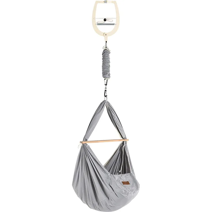 Federwiege mit Türklammer Bio Grey Weiß Schafwolle