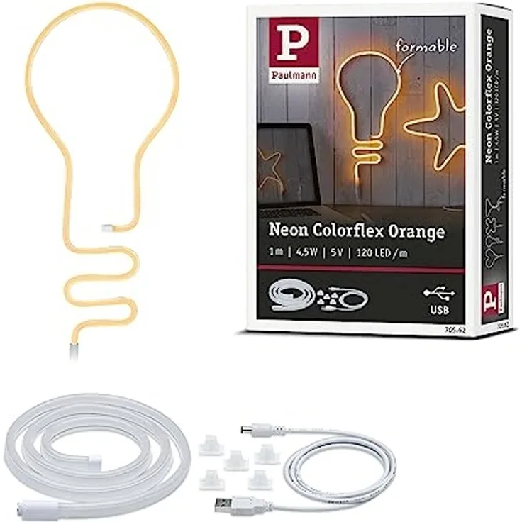 Paulmann 70562 Neon Colorflex USB Strip Orange 1m 4,5W 5V Orange/Weiß Kunststoff