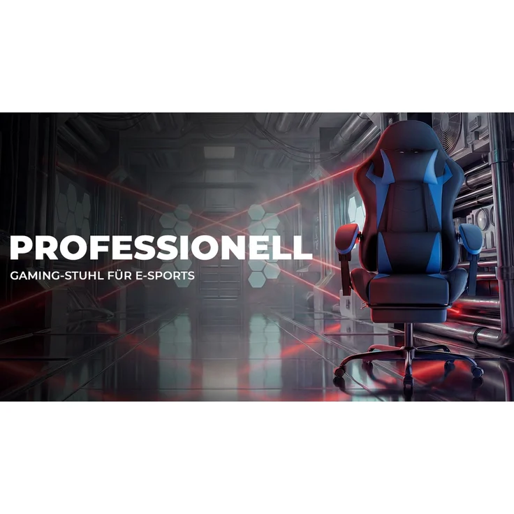 Faumrta Gaming Stuhl Ergonomisch Gaming Chair mit Lendenkissen und Kopfstütze, Gamer Stuhl H?henverstellbar, Pc Stuhl für Erwachsene M?dchen Junge,SchwarzblauPVC58.5cm*63cm*120.5cmBlack+Blue – Bild 9