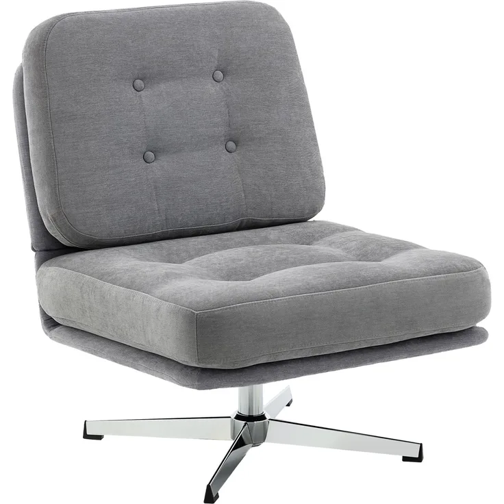 MELAYR, Drehbarer Akzentstuhl, gepolsterter Lesesessel mit Chenille, breitem Sitz, 87 x 70 x 84 cm, Hellgrau