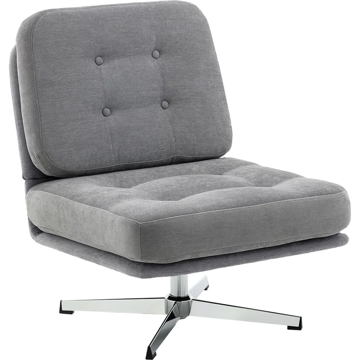 MELAYR, Drehbarer Akzentstuhl, gepolsterter Lesesessel mit Chenille, breitem Sitz, 87 x 70 x 84 cm, Hellgrau – Bild 1