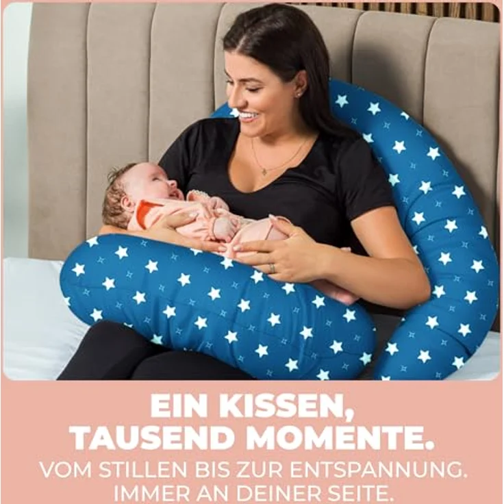 Flowen Stillkissen Klein für Neugeborene Kleines Stillkissen mit Bezug aus 100% Baumwolle und Weicher Füllung Stillhörnchen Baby Ergonomische Rückenstütze Geschenkidee für Junge Mütter und Schwangere – Bild 7