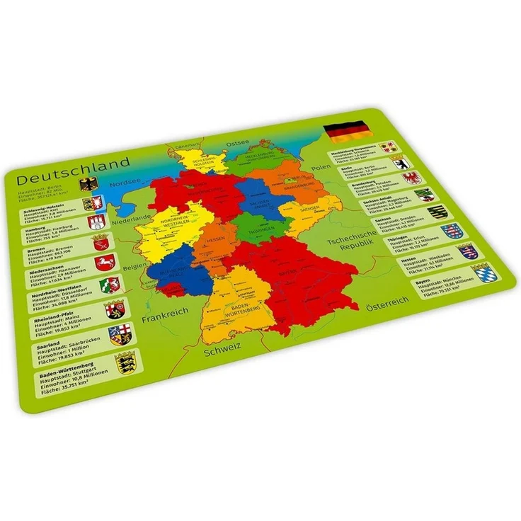 nikima Platzset stabiles Vinyl Tischset - Deutschland Kinder Platzset abwaschbar, (1-St) – Bild 2