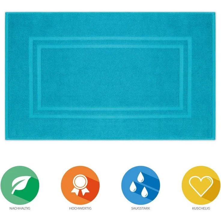 Lavea Badematte Bali, Höhe 3 mm, rutschhemmend, beidseitig nutzbar, strapazierfähig, fußbodenheizungsgeeignet, waschbar, schnell trocknend, Bio-Baumwolle, rechteckig, hochwertiger und nachhaltiger Premium Duschvorleger – saugstarke Faser – Bild 2
