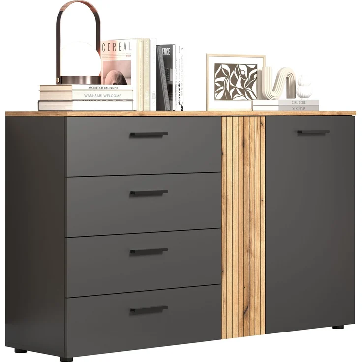 Sideboard Avila in grau und Eiche Evoke 139 cm – Bild 4