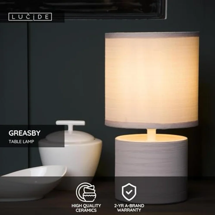 LUCIDE GREASBY - Tischlampe - Ø 14 cm - 1xE14 - Beige – Bild 4