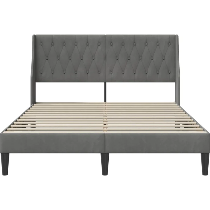vidaXL Bettrahmen mit Kopfteil Dunkelgrau 137 x 190 cm Samt 42027463 – Bild 4