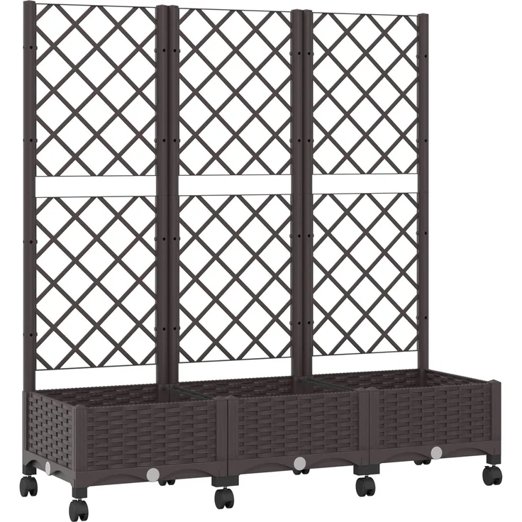 vidaXL Pflanzkübel mit Spalier und Rädern Braun 120 x 40 x 131,5 cm PP 3423051 – Bild 2