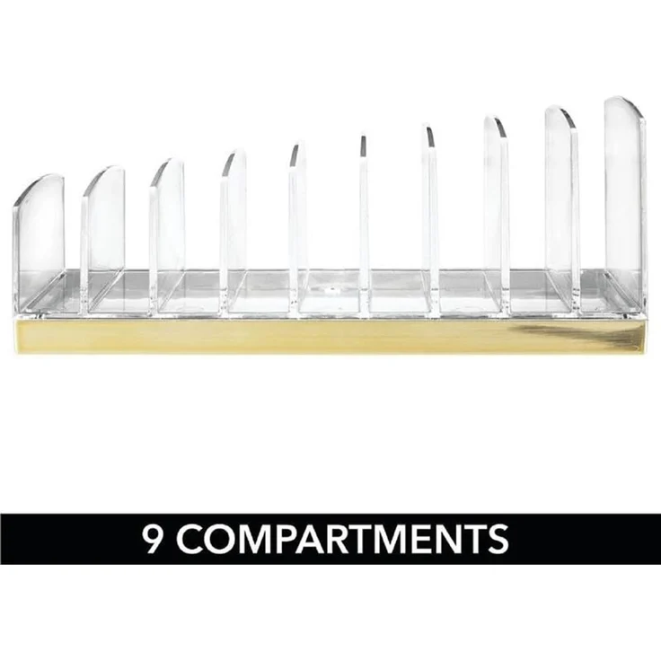 mDesign Kosmetik Organizer Aufbewahrung 9 Fächer Make-up Transparent/Messing – Bild 4
