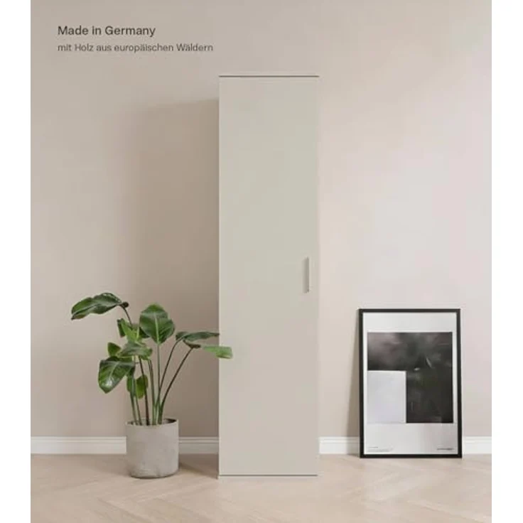 mokebo Mehrzweckschrank schmal kaschmir (42 cm) 'Der Kompakte' in Grau Beige, Haushaltsschrank mit 1 Tür & 3 verstellbaren Fachböden - 180 cm hoch - Universalschrank für Flur, Bad oder als Putzschrank – Bild 4
