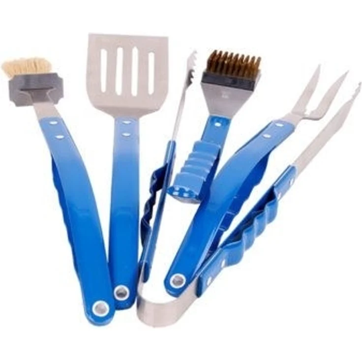 Wunderblitz 'Verona' Profi-Grillbesteck, 5-teilig, Edelstahl silber / Aluminium blau