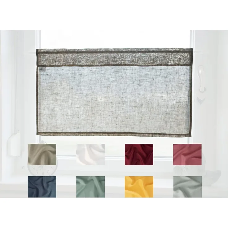 beties Scheibengardine Leinen, Stangendurchzug (1 St), halbtransparent, 100% Leinen, Bistrogardine 45x85 cm Landhausstil mit Tunnelaufhängung Fertiggardine