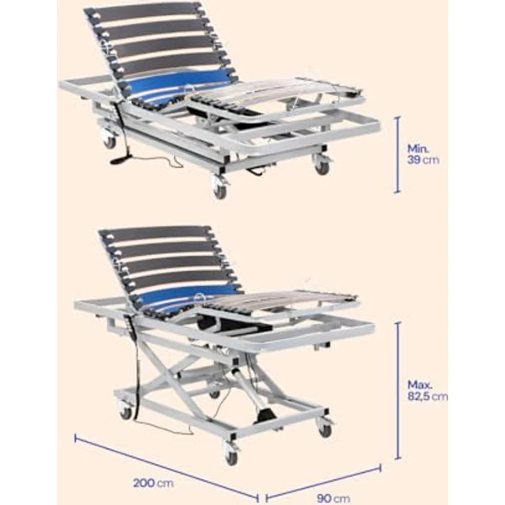 Geriafy - Elektrisch verstellbares Bett | Mit Hubfunktion & Mehreren Positionen | Bedienerfreundliche Fernbedienung | Stabil & Zubehör-kompatibel (90x200 cm) – Bild 2