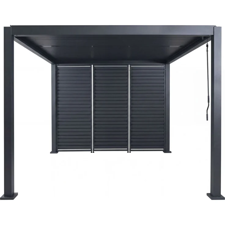 Pergola HWC-P65 mit 3x Lamellenwand, Terrassenüberdachung Garten Lamellen-Pavillon, 10cm-Alu-Gestell 3x3m ~ anthrazit – Bild 7