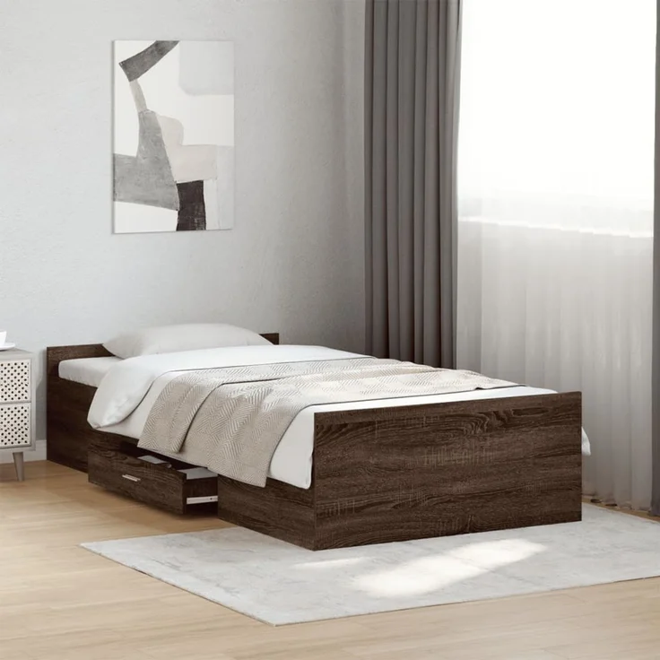 vidaXL Bettgestell mit Schubladen Braun Eichen-Optik 100x200 cm 3280334 – Bild 1