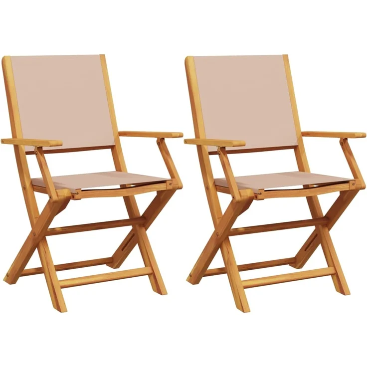 vidaXL Gartenstühle 2 Stk. Taupe Massivholz Akazie & Stoff 367671 – Bild 2