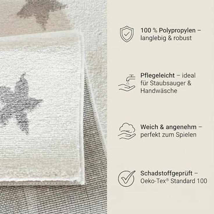Jimri Kinderteppich DOTS l Pünktchen Gepunktet l Öko-Tex Siegel | Farbe: Beige Blau Rosa | Kinderzimmer/Jugendzimmer (Creme, 160x230 cm) – Bild 6