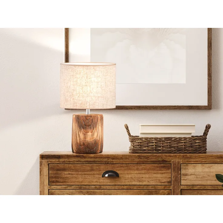 Fischer & Honsel 50586 Tischleuchte Malik Holz Sand E14 35cm