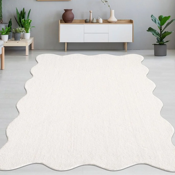 Carpetia Teppich Design Teppich creme moderne Wellenform, rechteckig, Höhe: 19 mm – Bild 1