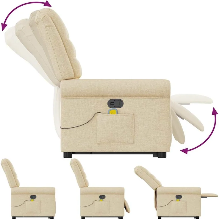 vidaXL Massagesessel mit Aufstehhilfe Creme Stoff 3303332 – Bild 7